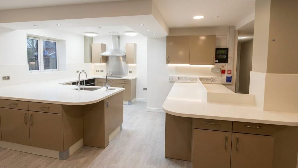 Velstone solid surface displayed in the brand new spotless kitchen